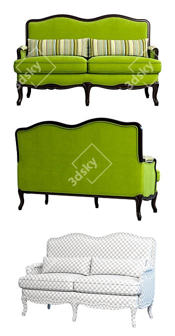 Luxurious French Nouailhac Valliere Sofa 3D model image 2