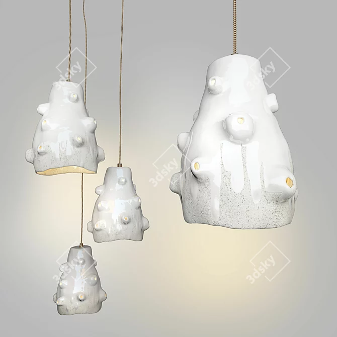 Modern White Ceramic Pendant Lamp 3D model image 1