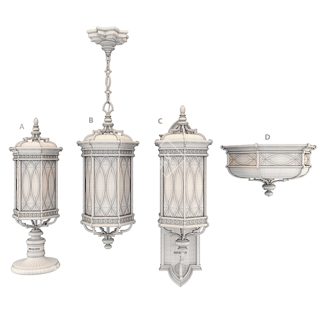 Elegant Warwickshire Outdoor Lighting 3D model image 2