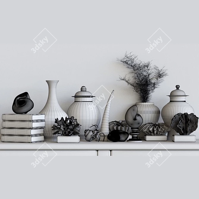 Elegant 24-Piece Porcelain Decor Set 3D model image 2