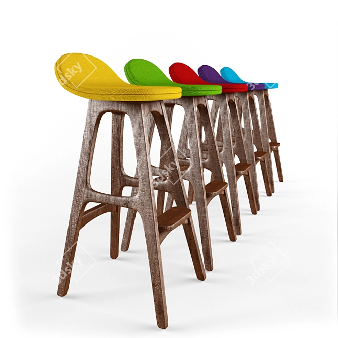Set of 5 Bar Chairs 3D model image 3