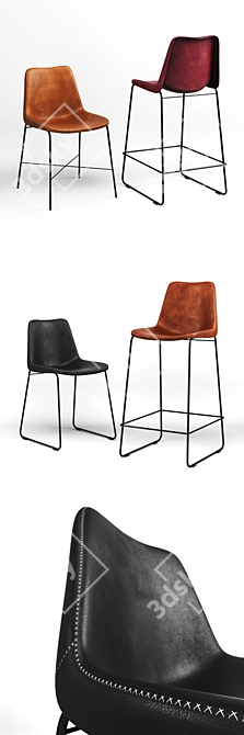 Giron Collection: Stylish Chairs with Leather Seats 3D model image 2