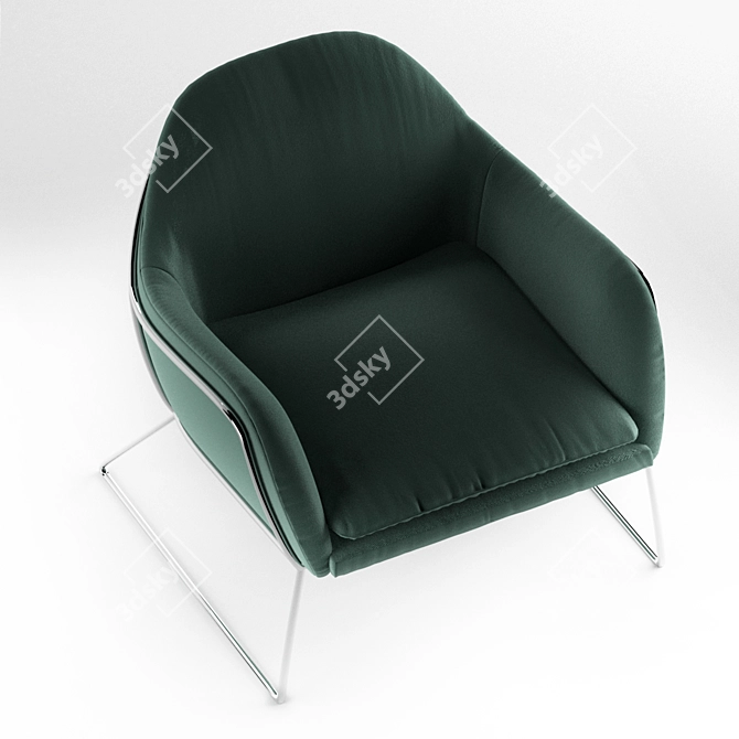 Grass Velvet Frame Armchair: Stylish Comfort 3D model image 2