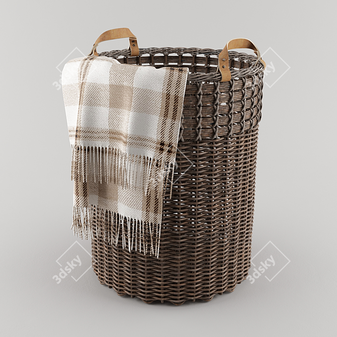 ASTER Woven Tote Basket - Stylish and Spacious! 3D model image 1