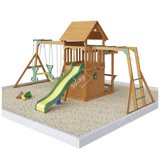 Saratoga Wood Swing Set 3D model image 1