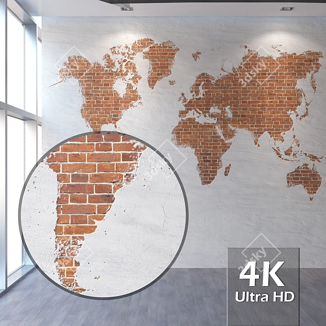 Brickwork Blend: World Map Edition 3D model image 1