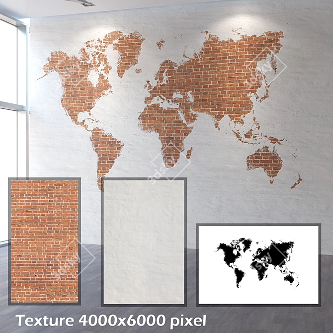 Brickwork Blend: World Map Edition 3D model image 2