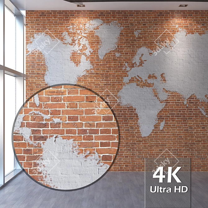 Brickwork 094 World Map-Infused 3D model image 1