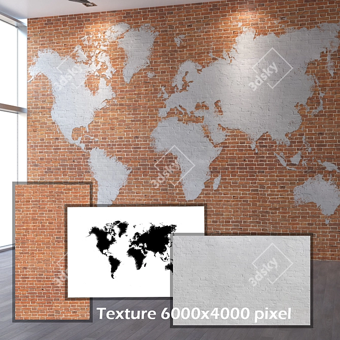 Brickwork 094 World Map-Infused 3D model image 2