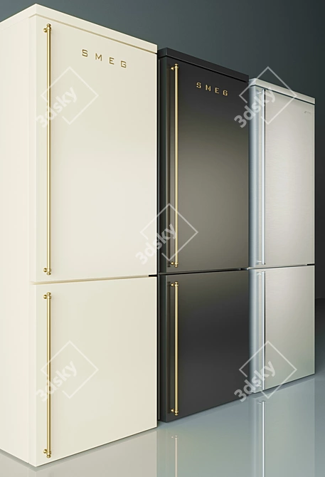 Classy Smeg Coloniale 3-Color Refrigerator 3D model image 2