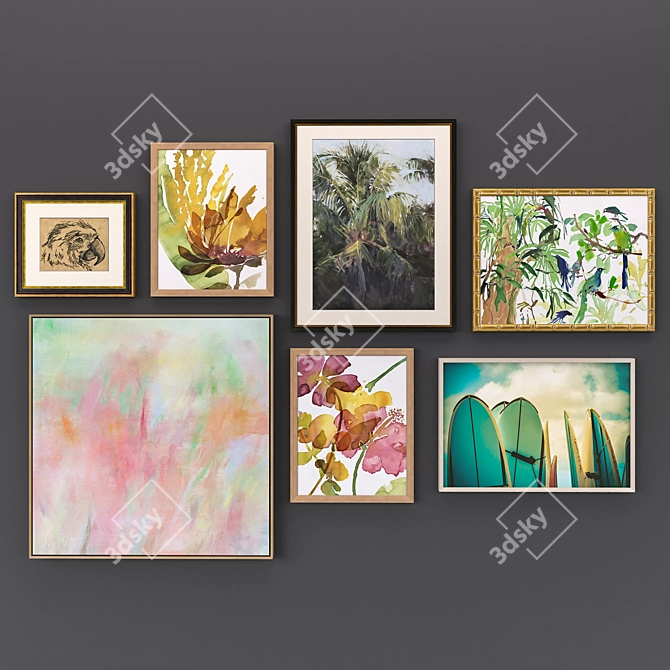 Eclectic Art Collection Set of 7 3D model image 1