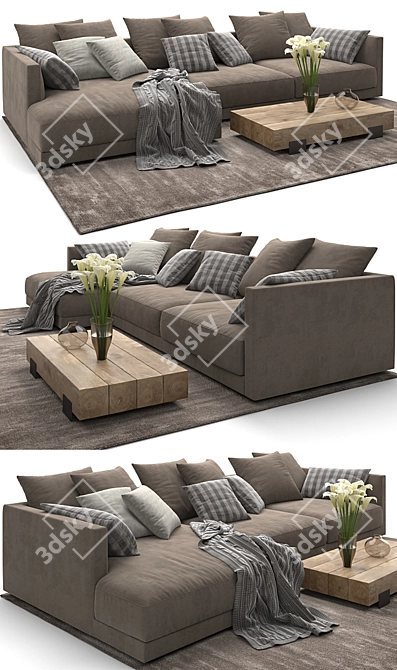 Poliform Bristol Sofa: Modern and Stylish 3.3 meters Long 3D model image 2