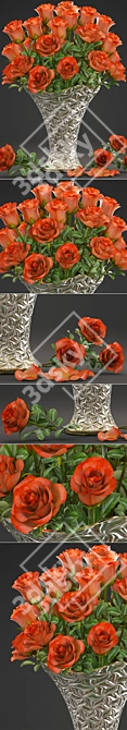 Eternal Elegance: Rose Bouquet in Glass Vase 3D model image 2