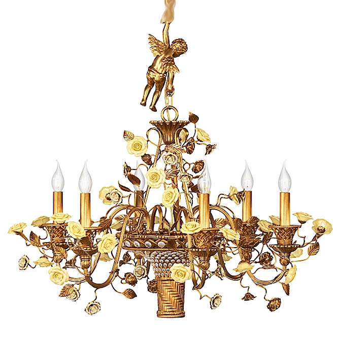 Elegant F&L Bronze Crystal Chandelier 3D model image 1