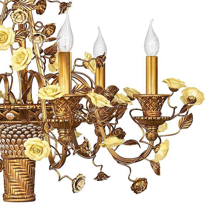 Elegant F&L Bronze Crystal Chandelier 3D model image 2