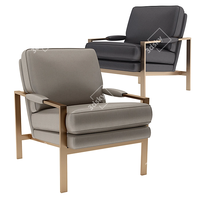 Elegant Milo Baughman Leather Chair 3D model image 1
