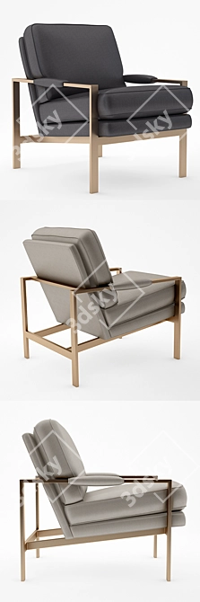 Elegant Milo Baughman Leather Chair 3D model image 2