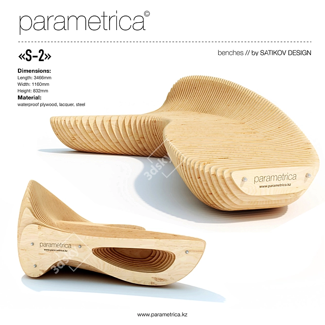 Sleek Parametrica Bench: Model S-2 3D model image 1