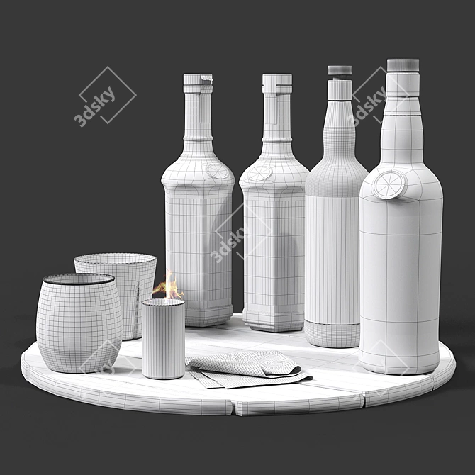 Whisky Bottle & Glass Set 3D model image 2