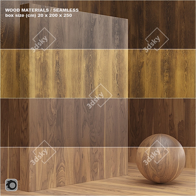 Seamless Wood Veneer Box Set 3D model image 1