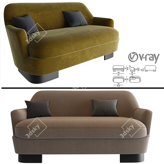 Modern Retro Minotti Sofa 3D model image 1