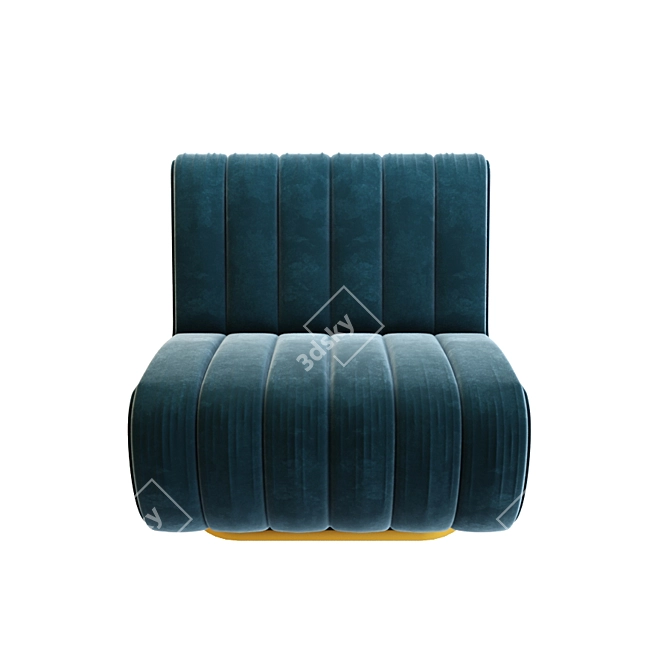 Sophia Velvet Button-Tufted Single Sofa 3D model image 2