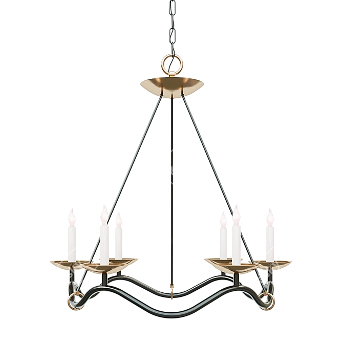 Visual Comfort Choros Chandelier: Aged Iron & Antique Brass 3D model image 1
