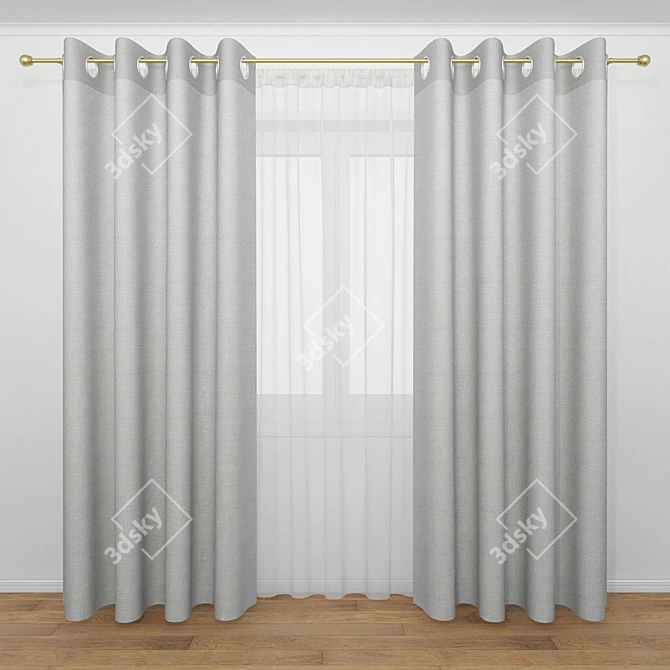 Elegant Sheer Curtains 3D model image 1