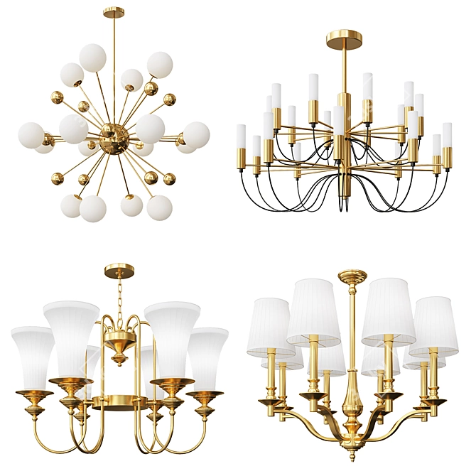 Elegant Dual Style Chandeliers 3D model image 1