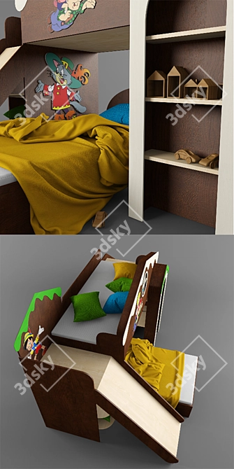 Title: Cartoon-themed Children's Bed 3D model image 2