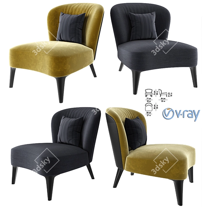 Luxury Aston Armchair 3D model image 1