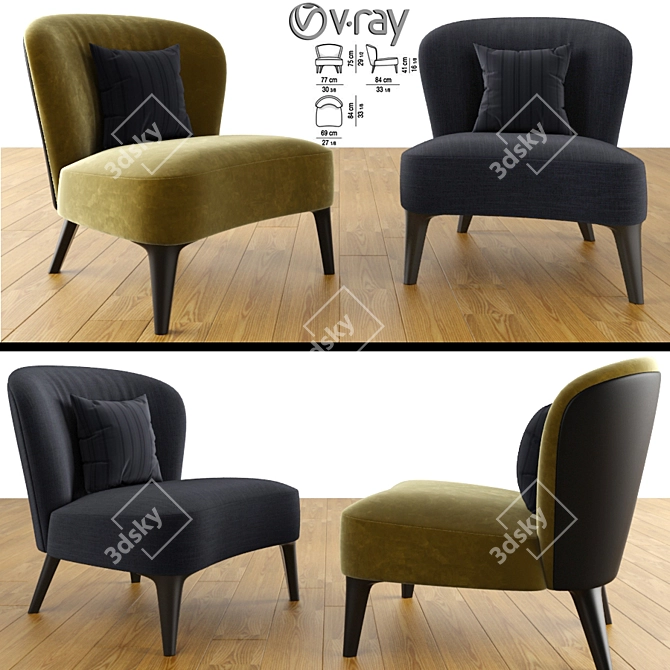 Luxury Aston Armchair 3D model image 2