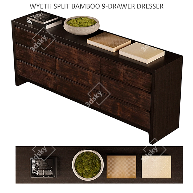 Organic Bamboo 9-Drawer Dresser 3D model image 1