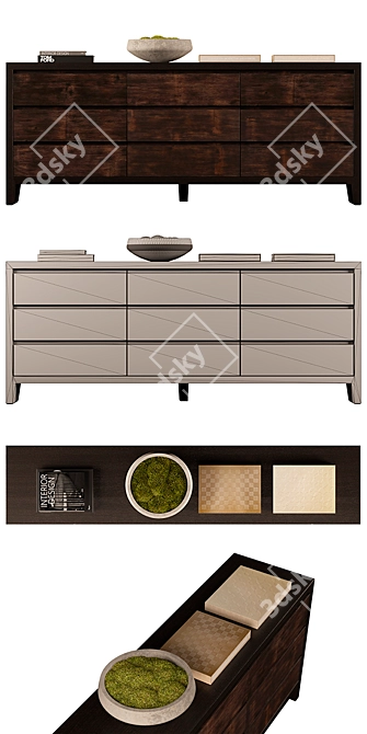 Organic Bamboo 9-Drawer Dresser 3D model image 3