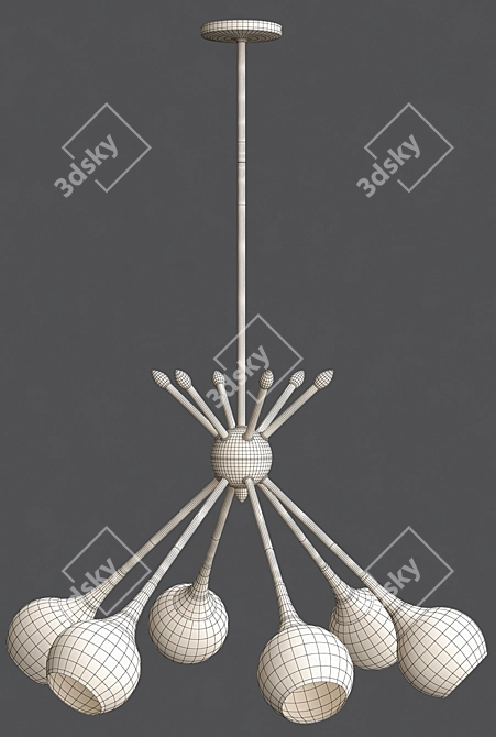 Modern Mid-Century 6-Light Chandelier 3D model image 2