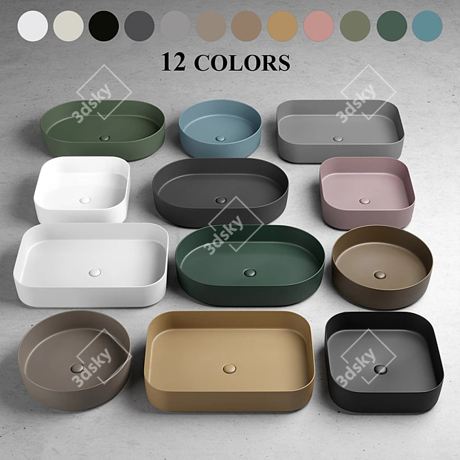 Shui Comfort: Stylish Ceramic Washbasins 3D model image 1