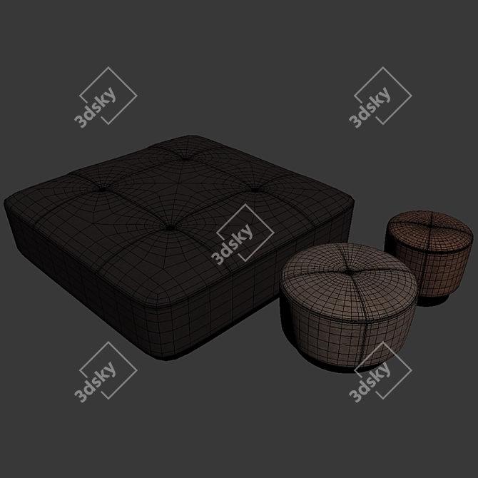 Stylish Jacques Poufs Fabric 3D model image 2