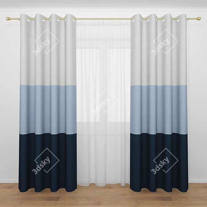 Elegant Window Drapes 3D model image 1