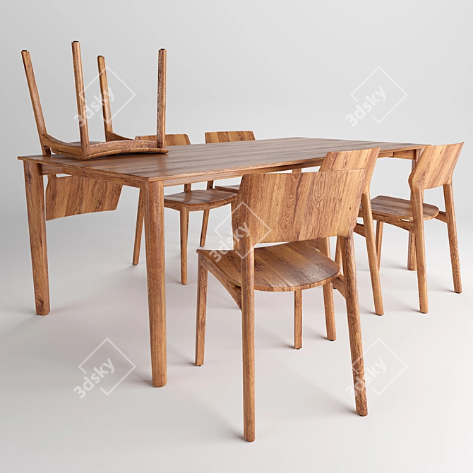 Artisan Fin Set: Stylish Table & Chair 3D model image 1