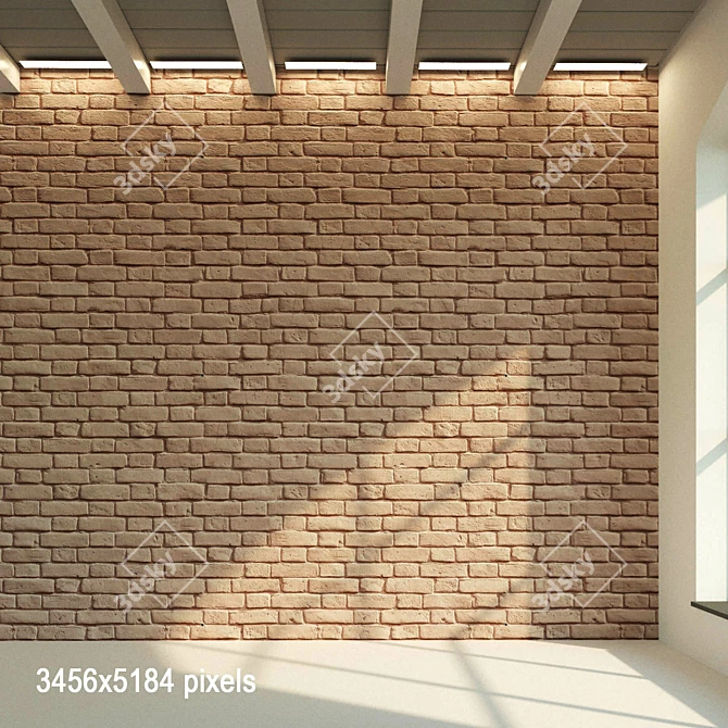 Vintage Brick Wall Texture - Lightly Painted 3D model image 1