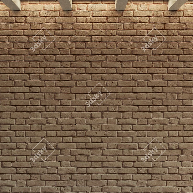 Vintage Brick Wall Texture - Lightly Painted 3D model image 2