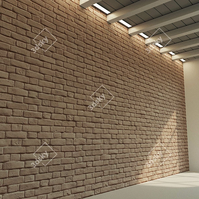 Vintage Brick Wall Texture - Lightly Painted 3D model image 3