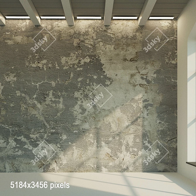 Plastered Old 5: Decorative Stucco Finish 3D model image 1