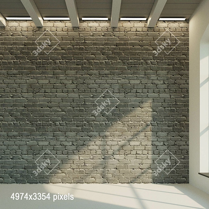 Vintage Painted Brick Wall 3D model image 1