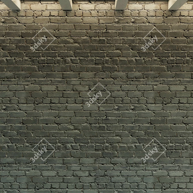 Vintage Painted Brick Wall 3D model image 2