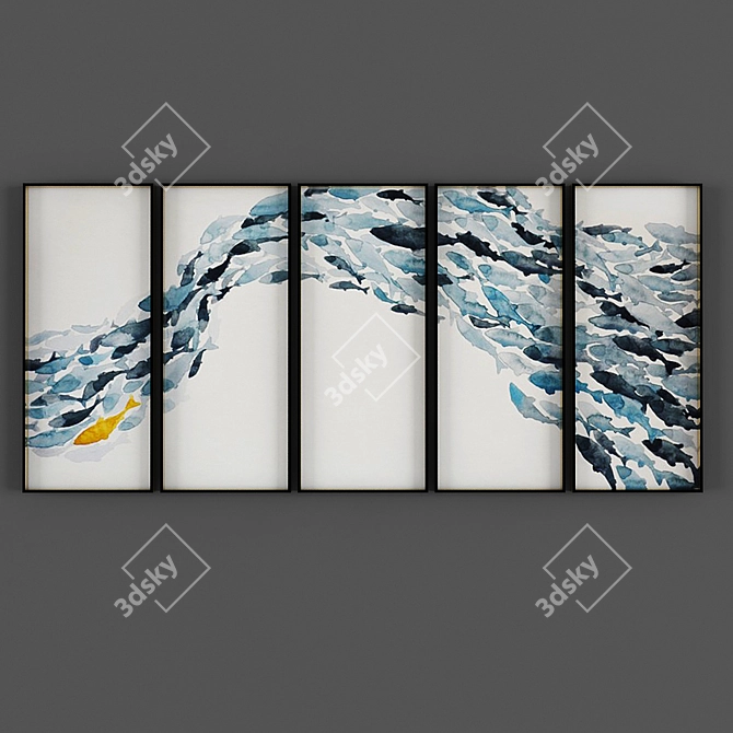 Title: Seaside Treasures Triptych 3D model image 1