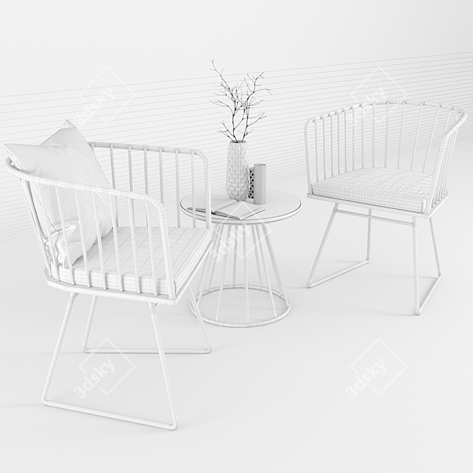 Illa Armchair: Sleek Aluminium with Armrests 3D model image 2