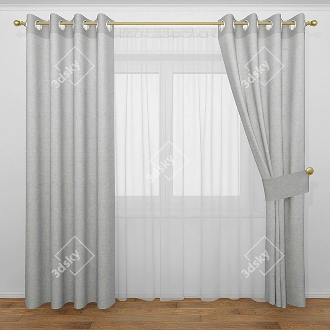 Elegant Window Curtains 3D model image 1