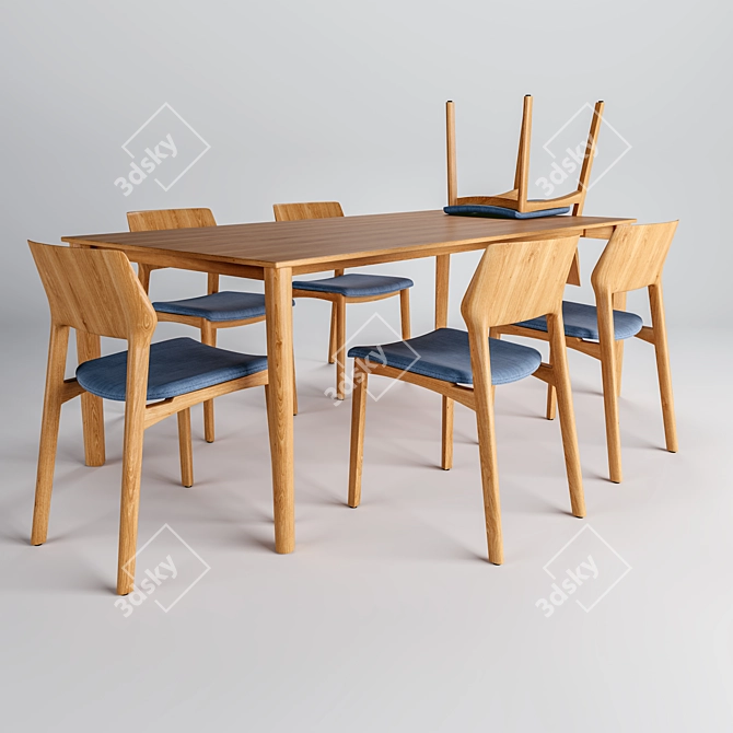 Artisan Fin: Table and Chair Set 3D model image 1