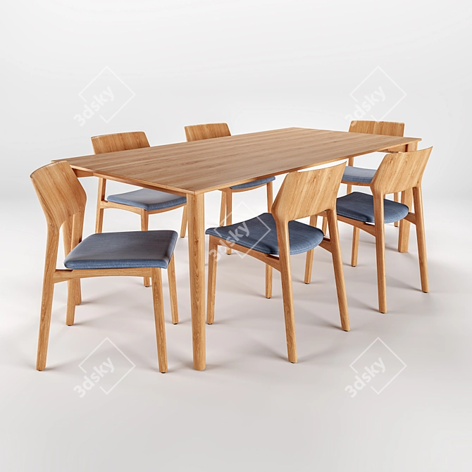 Artisan Fin: Table and Chair Set 3D model image 2